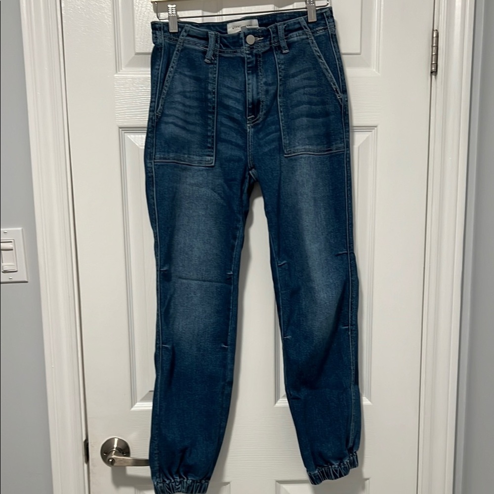 Dark Blue Women’s Risen Jeans - Stretch Denim Jogger